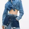 Gelaagde rechte jeans met hoge taille