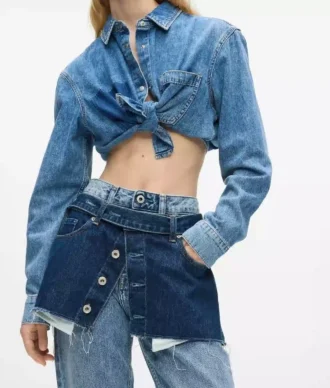 Gelaagde rechte jeans met hoge taille