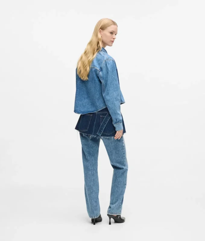 Gelaagde rechte jeans met hoge taille