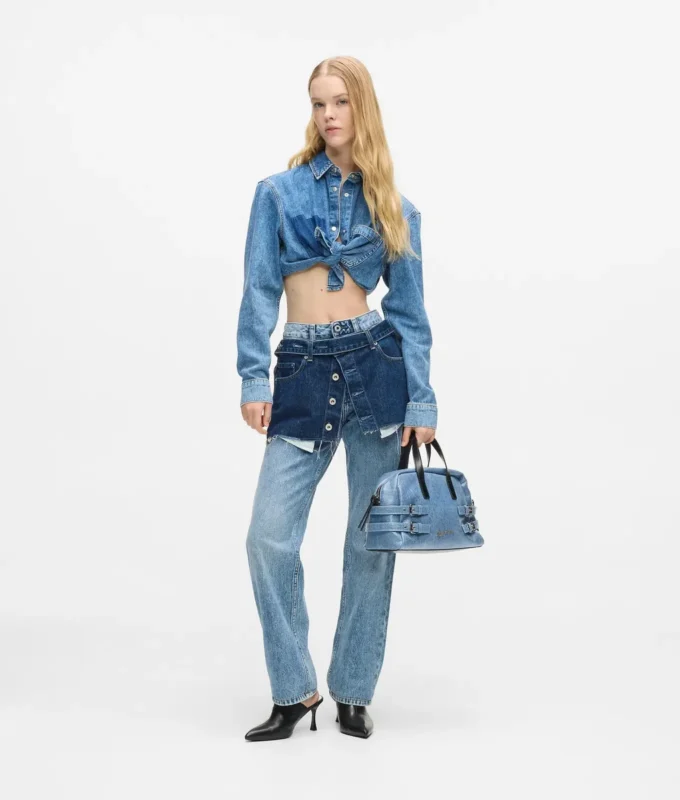 Gelaagde rechte jeans met hoge taille