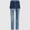 Gelaagde rechte jeans met hoge taille