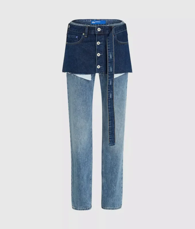 Gelaagde rechte jeans met hoge taille