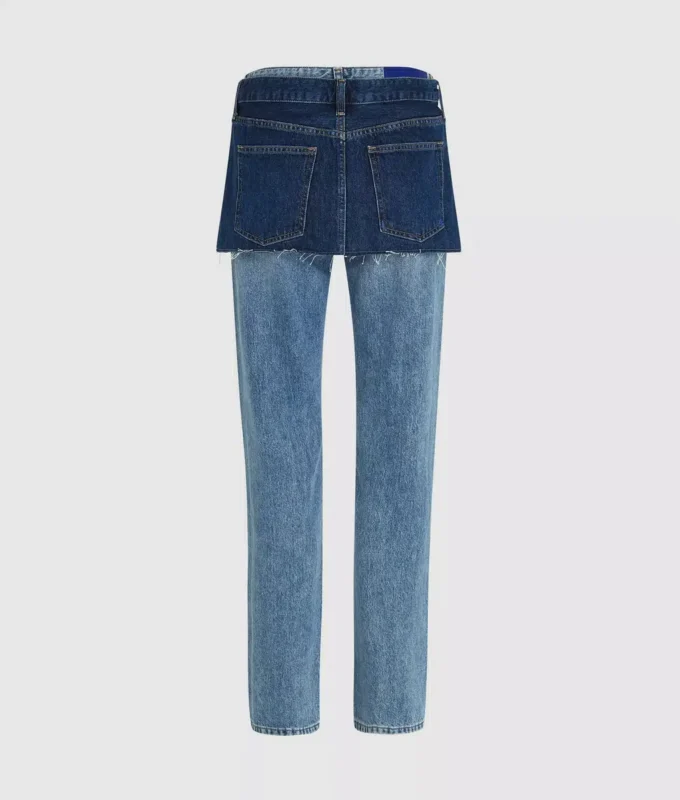 Gelaagde rechte jeans met hoge taille
