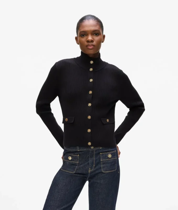 Geribbelde gebreide cardigan