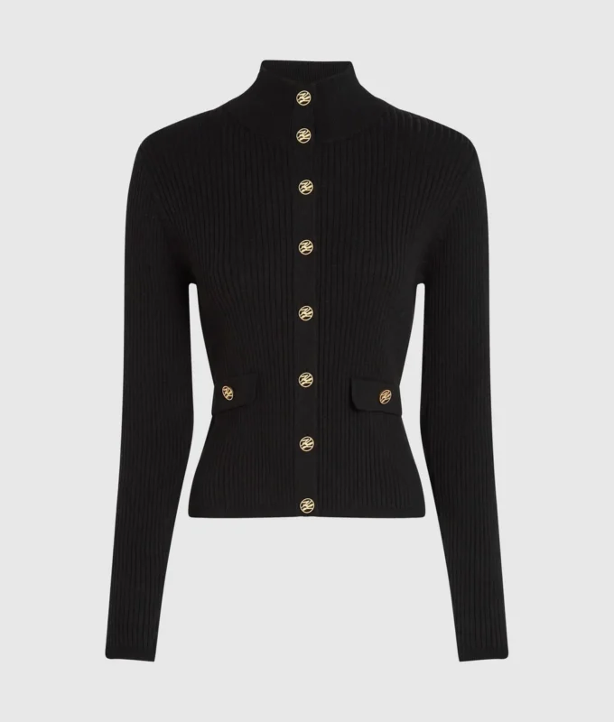 Geribbelde gebreide cardigan
