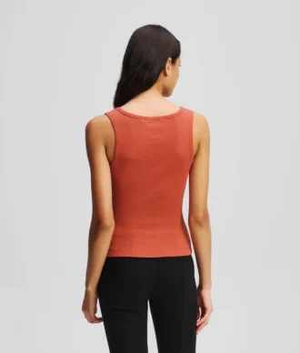 GERIBBELDE TANKTOP MET V-HALS
