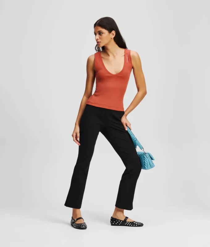 GERIBBELDE TANKTOP MET V-HALS