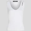 GERIBBELDE TANKTOP MET V-HALS