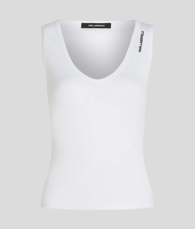 GERIBBELDE TANKTOP MET V-HALS
