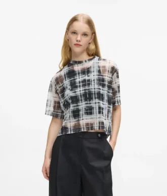 Geruit mesh T-shirt