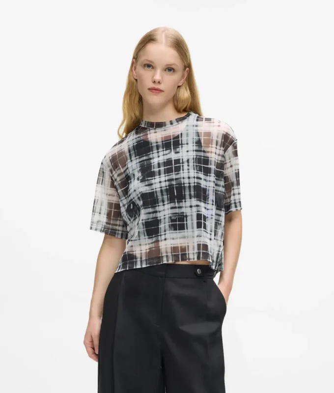 Geruit mesh T-shirt