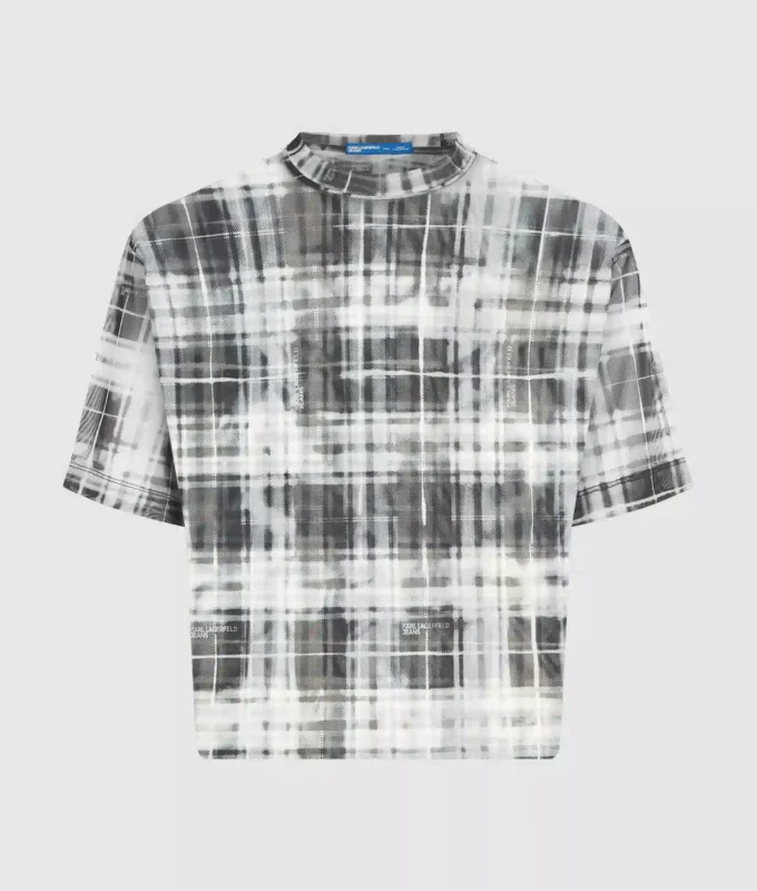 Geruit mesh T-shirt