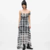 Geruite maxi-jurk van mesh