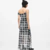 Geruite maxi-jurk van mesh
