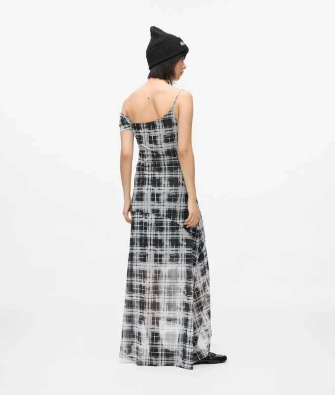 Geruite maxi-jurk van mesh