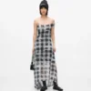 Geruite maxi-jurk van mesh