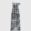 Geruite maxi-jurk van mesh