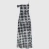 Geruite maxi-jurk van mesh