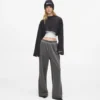 Gewassen joggingbroek met wijde pijpen