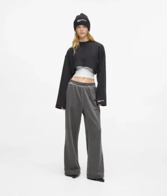 Gewassen joggingbroek met wijde pijpen