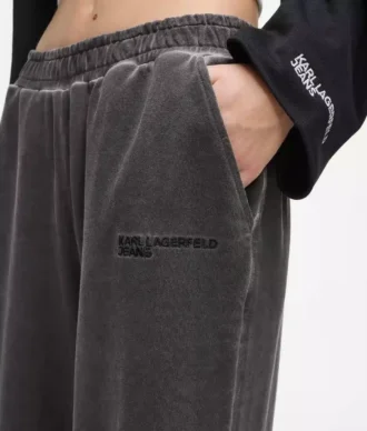 Gewassen joggingbroek met wijde pijpen