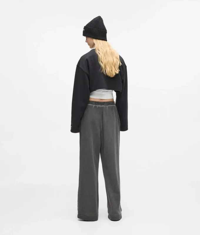 Gewassen joggingbroek met wijde pijpen