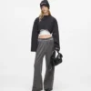Gewassen joggingbroek met wijde pijpen