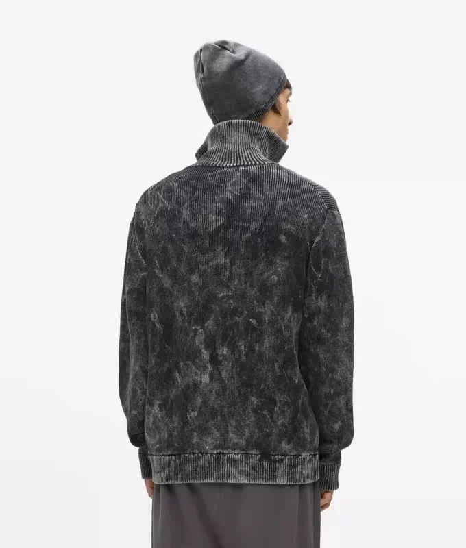 Gewassen sweater met ritssluiting