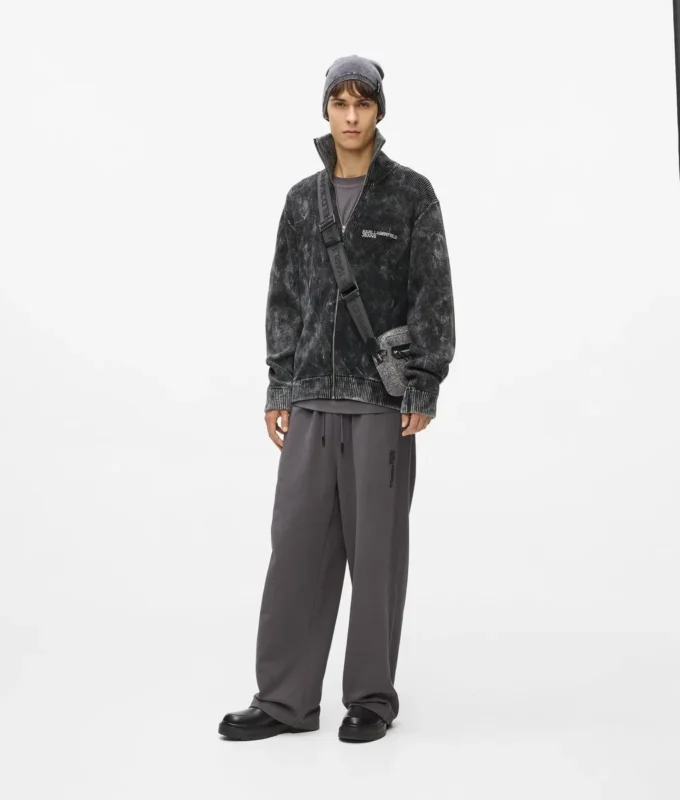Gewassen sweater met ritssluiting