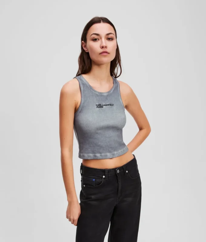 GEWASTE GERIBBELDE TANKTOP