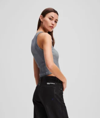 GEWASTE GERIBBELDE TANKTOP