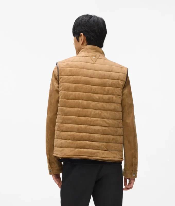 Gewatteerd vest van imitatiesuède