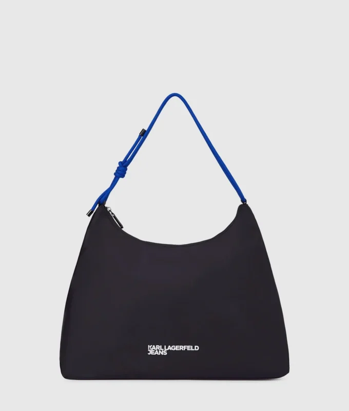 Grote nylon schoudertas met koord