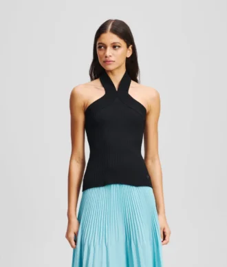 HALTERNECK GEBREIDE TOP