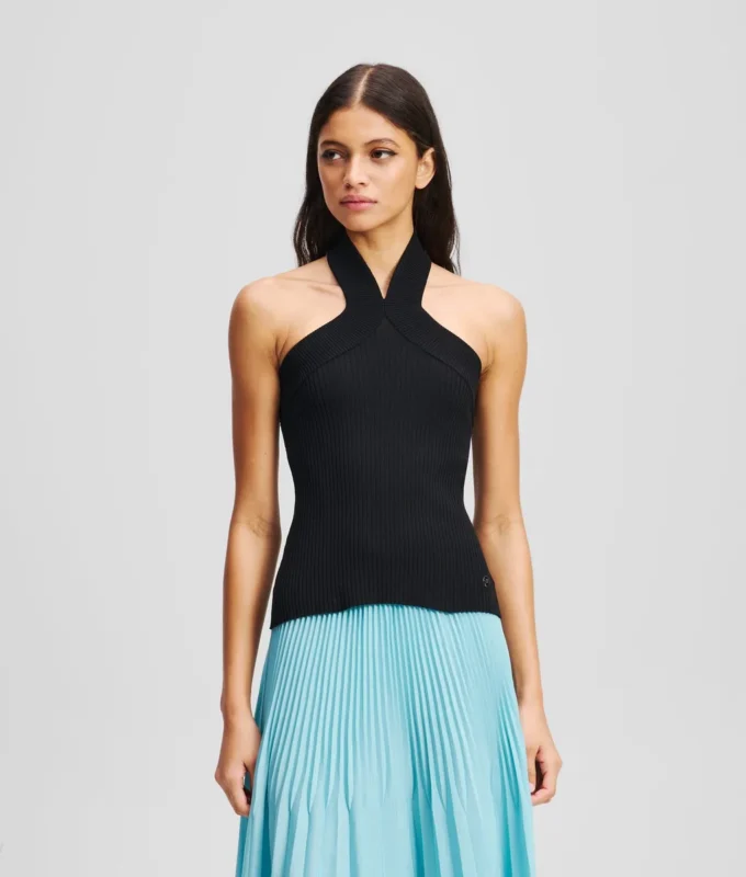 HALTERNECK GEBREIDE TOP