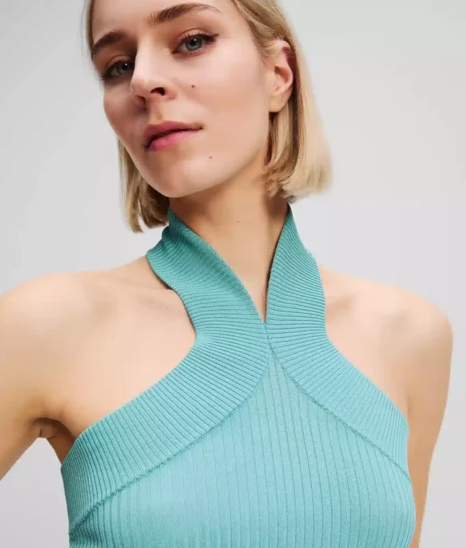 HALTERNECK GEBREIDE TOP