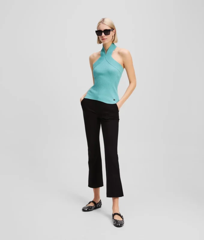 HALTERNECK GEBREIDE TOP
