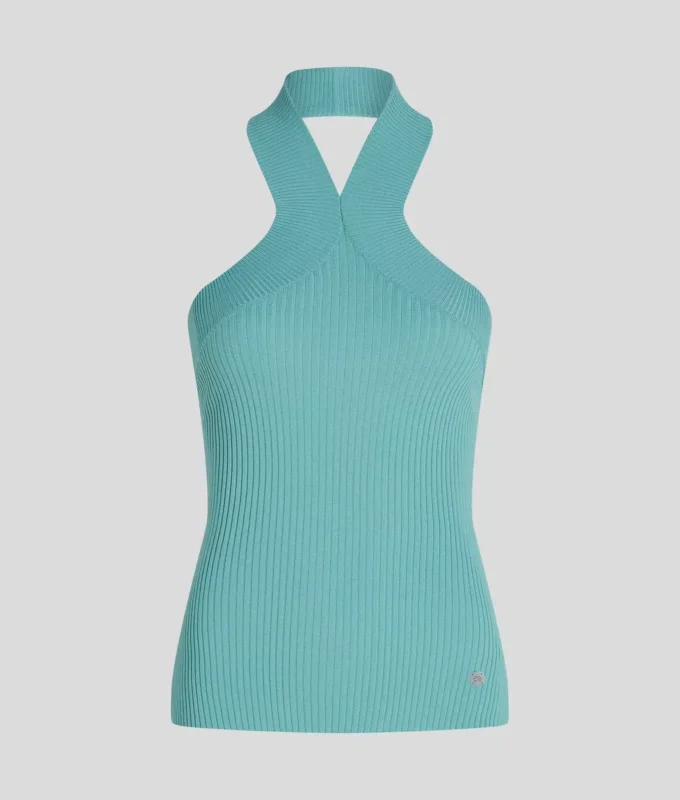 HALTERNECK GEBREIDE TOP