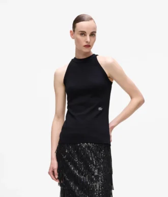 Haltertop met strass