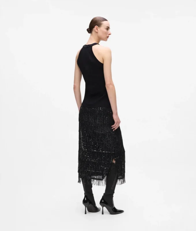 Haltertop met strass
