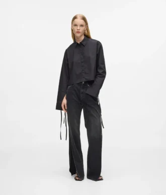 High-rise rechte jeans met split