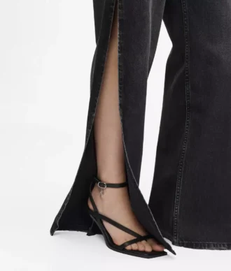 High-rise rechte jeans met split