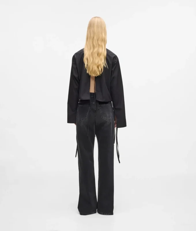 High-rise rechte jeans met split