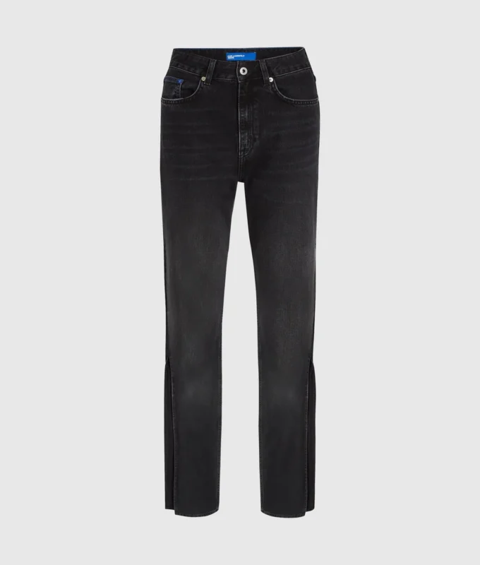 High-rise rechte jeans met split