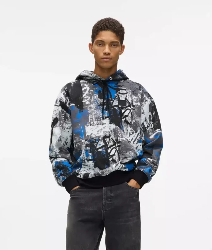 Hoodie met all-over verfeffect