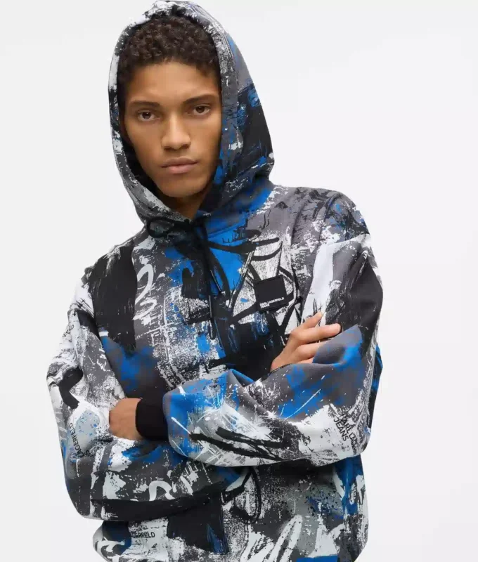 Hoodie met all-over verfeffect