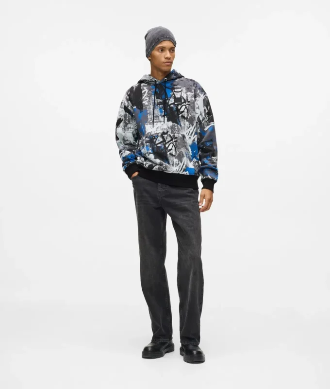 Hoodie met all-over verfeffect