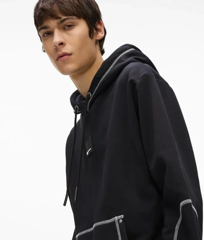 Hoodie met contrasterende stiksels
