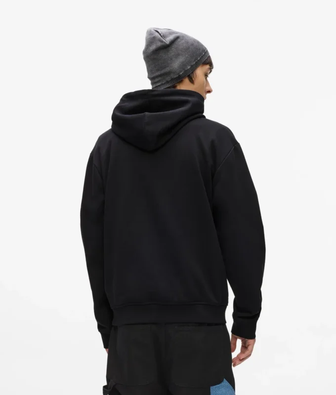 Hoodie met denim zak