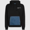 Hoodie met denim zak